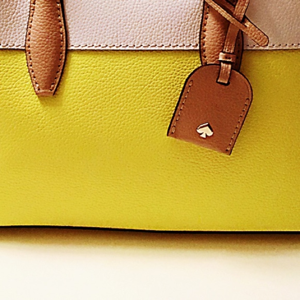 Kate Spade Cameron Street Satchel White/Yellow.NWT - Picture 2 of 14